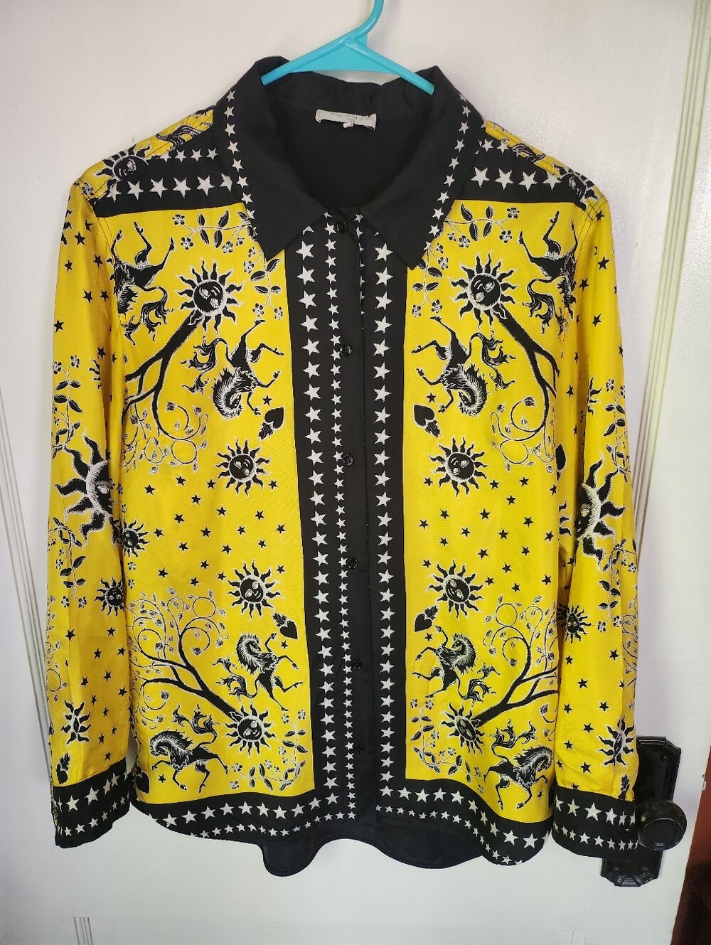 Rare Sandro Silk Twill Printed Blouse